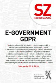 Soubor zákonů. E-government a GDPR. Stav ke dni 20. 4. 2018