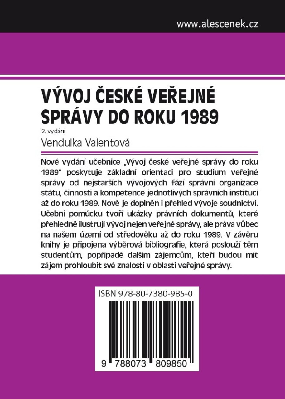 Vývoj české veřejné správy do roku 1989, 2. vydání