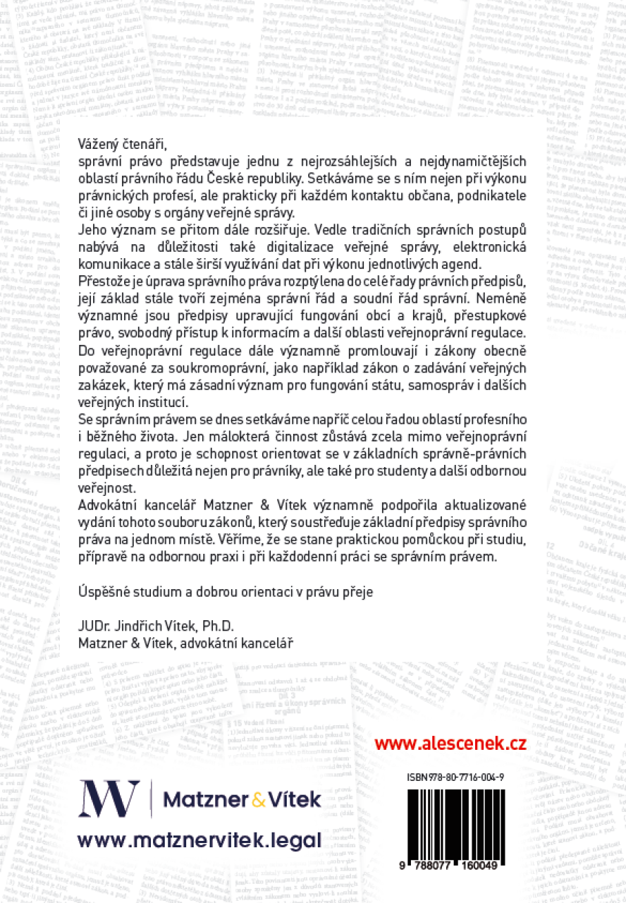 Soubor zákonů. Správní právo. Stav ke dni 1. 9. 2026