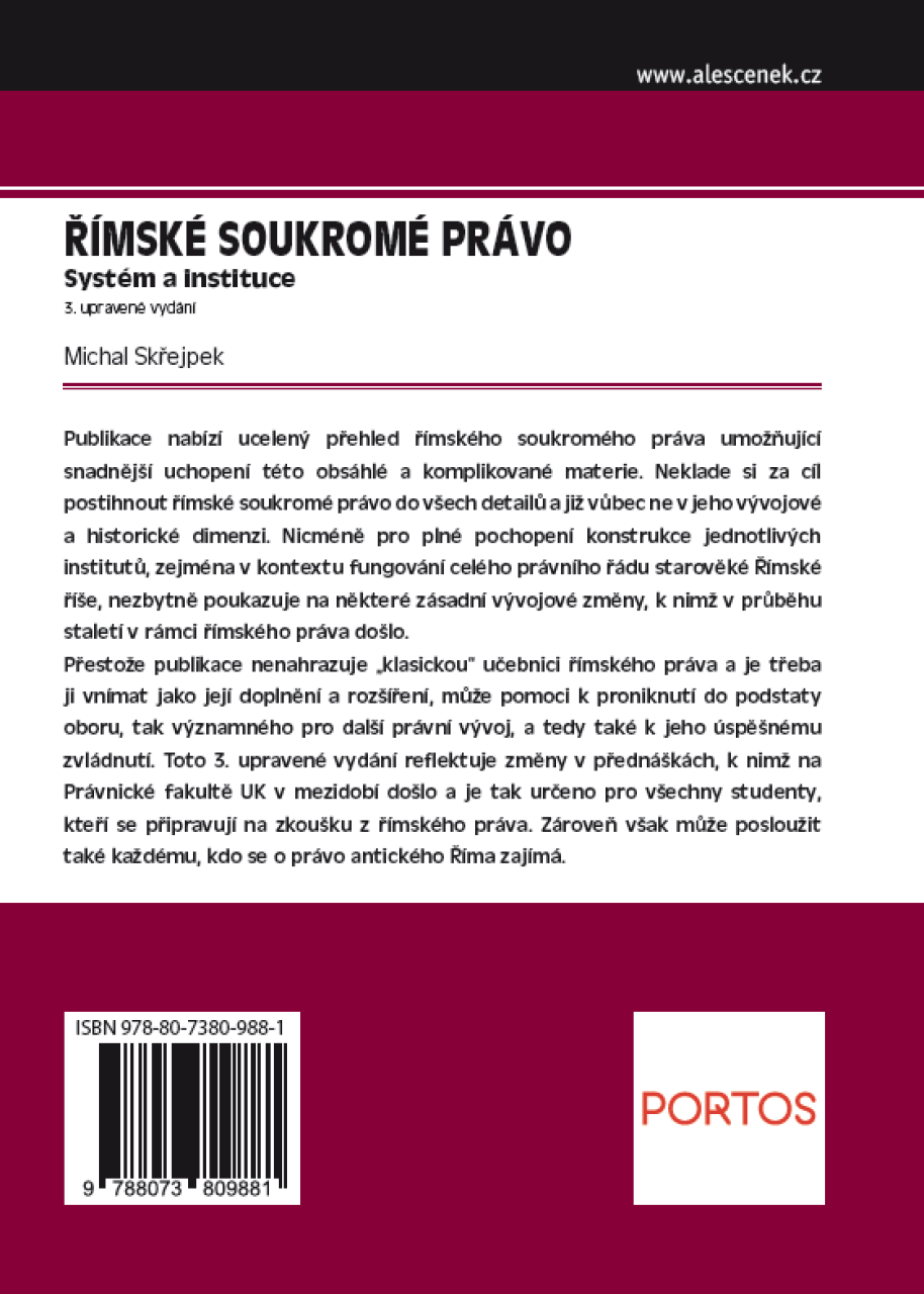 Římské soukromé právo. Systém a instituce. 3. upravené vydání