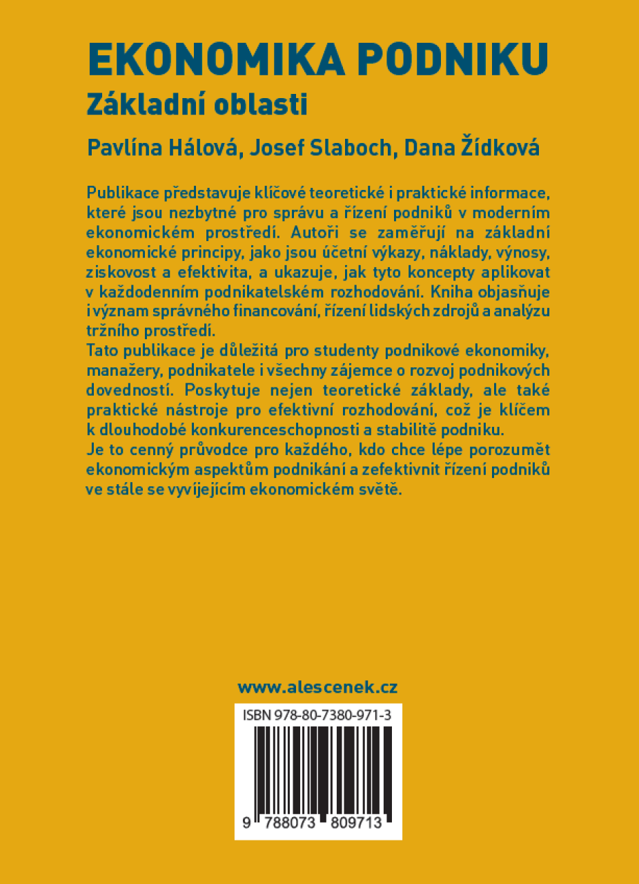 Ekonomika podniku. Základní oblasti