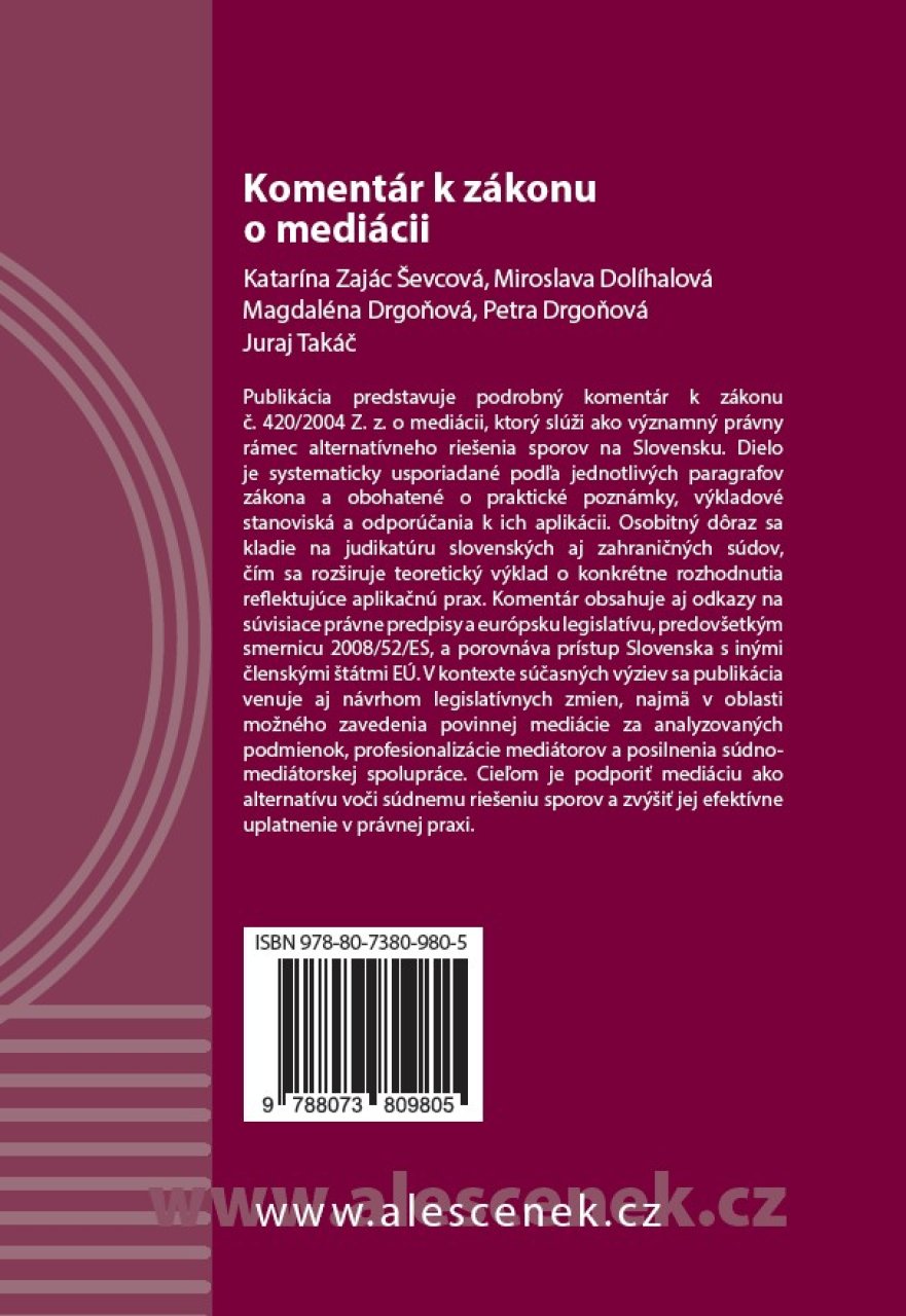 Komentár k zákonu o mediácii