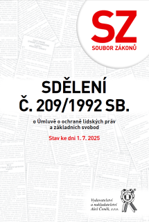Soubor zákonů – Sdělení č. 209/1992 Sb., o Úmluvě o ochraně lidských práv a základních svobod