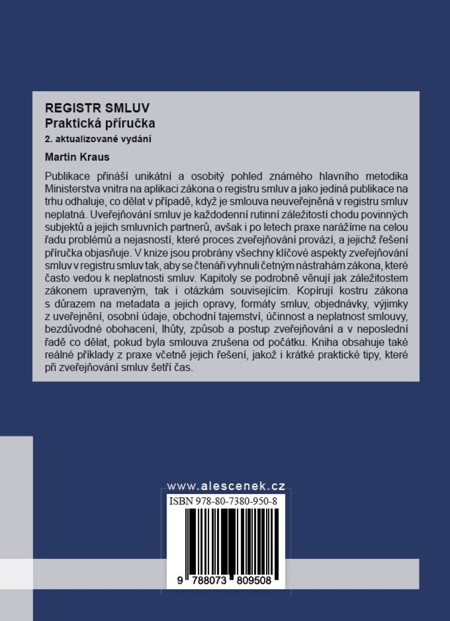 Registr smluv. Praktická příručka, 2. aktualizované vydání
