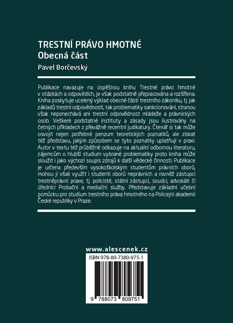 Trestní právo hmotné. Obecná část